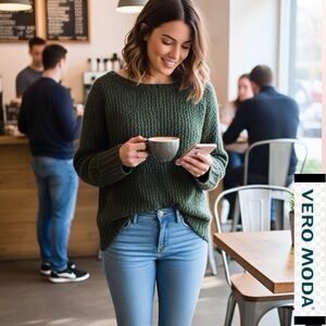 Vero Moda Forest Green Crew Neck Sweater